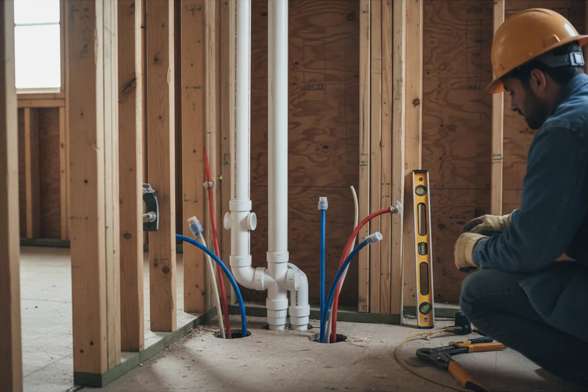 Drain and supply rough-in during Garbage Disposal Repair in Halltown