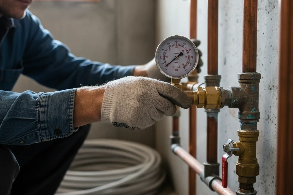Pressure testing a repaired line during Water Line Repair in Halltown